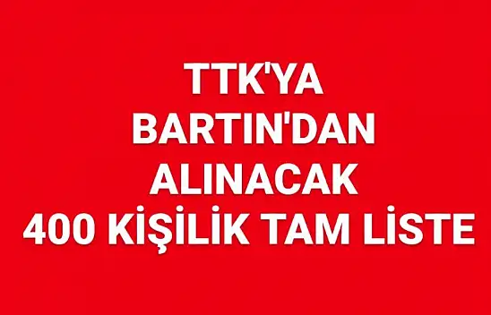 TTK Bartın çekilişi tam liste