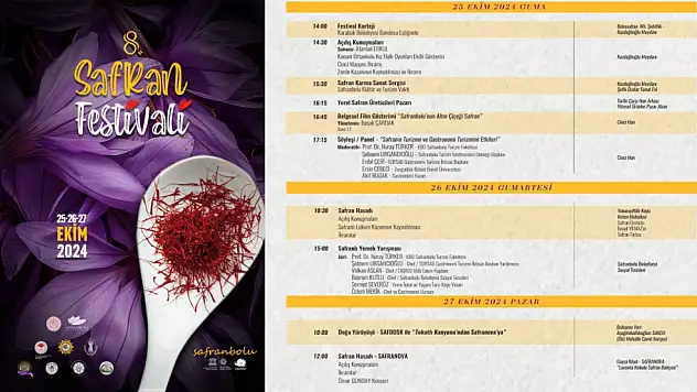 8'inci Safran Festivali 25 Ekim'de başlıyor
