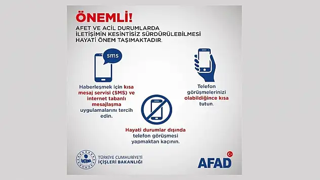 AFAD'dan uyarı