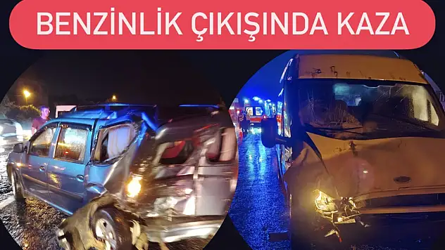 Benzinlik çıkışında kaza