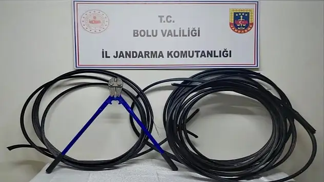 Bolu'da kablo hırsızlığı şüphelisi çaldığı kablolarla yakalandı
