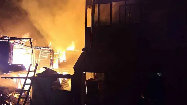 Bolu'da samanlıkta çıkan yangın eve sıçradı