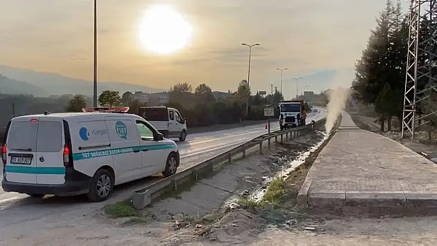 Çalışmalar sırasında patlayan doğal gaz borusu tedirgin etti