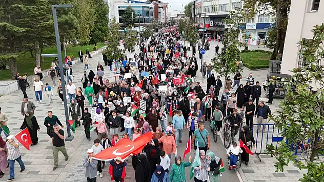 Düzce'de yüzlerce kişi Filistin'e destek için buluştu