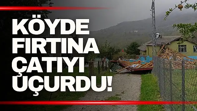 Fırtına Dehşeti! Uçan Çatı Telleri Koparıp Yola Savruldu