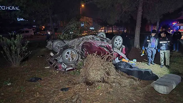 Otomobil, takla atarak çarptığı ağacı kökünden söktü: 1 ölü