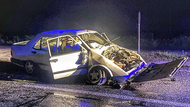 Refüje çarpan otomobilin sürücüsü yaralandı