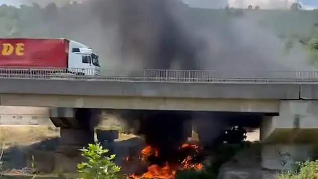 TEM'de korkutan yangın