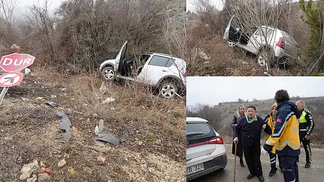 Virajı alamayan otomobil ağaçlara çarparak durabildi: 3 yaralı