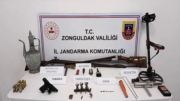 Zonguldak'ta tarihi eserler ve silah ele geçirildi
