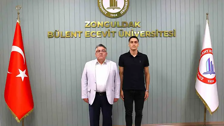 BEUN'un gururu Millî Sporcu Doğukan Kilcioğlu'dan Rektör Özölçer'e veda ziyareti