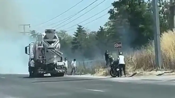 Bolu'da yol kenarına atılan sigara izmariti, kuru otları yaktı