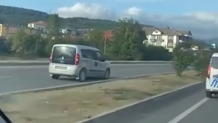 Bolu'nun Mengen ilçesinde ters şeritte tehlikeli yolculuk
