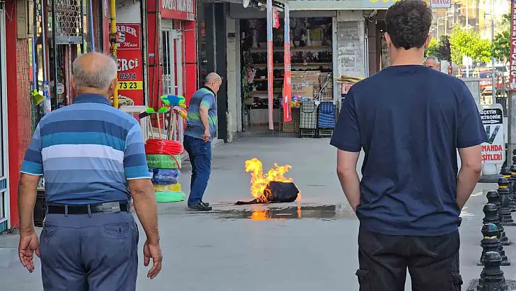 Esnafın alev alan piknik tüpü ile imtihanı
