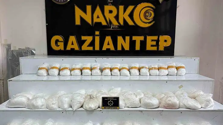 Gaziantep'te 58 kilo metamfetamin ele geçirildi