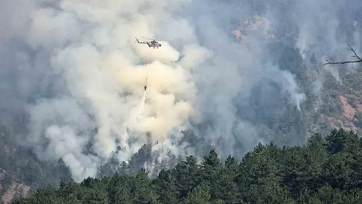 Karabük'teki orman yangınında rüzgar etkisini artırıyor