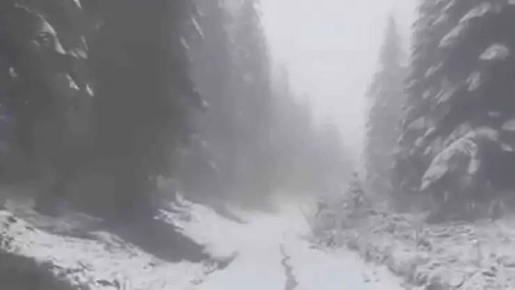 Karabük'ün yüksek kesimlerinde kar yağışı devam ediyor