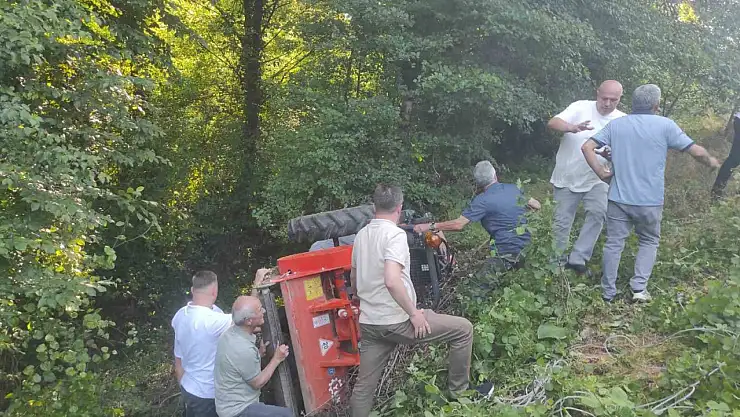 Kontrolden çıkan traktör devrildi: 1 yaralı
