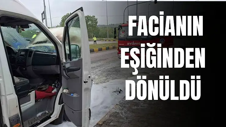 Minübüs alev aldı