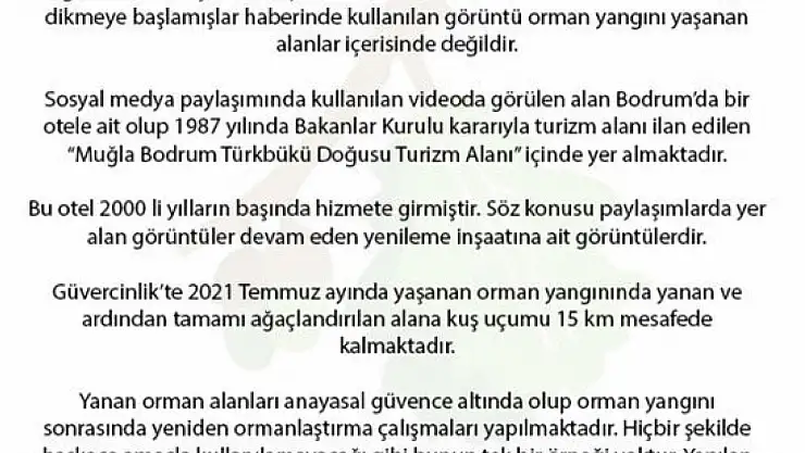 Orman Genel Müdürlüğünden, Midas'taki 3 yıl önce yanan ormanlık araziye ilişkin açıklama