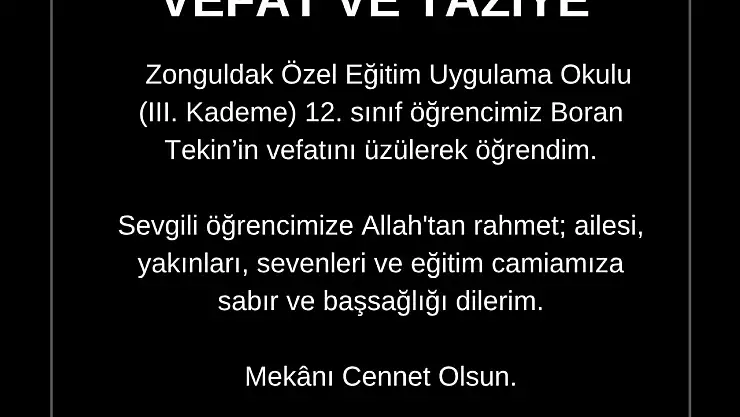 Özel eğitim öğrencisi tedavi gördüğü hastanede hayatını kaybetti