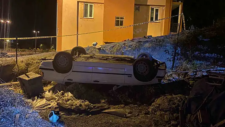 Şarampole yuvarlanan otomobilin sürücüsü alkollü çıktı