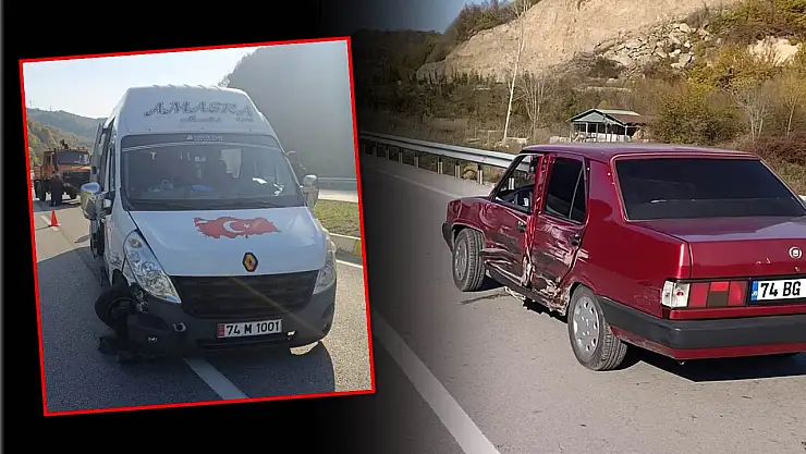 Yolcu minibüsü otomobille çarpıştı