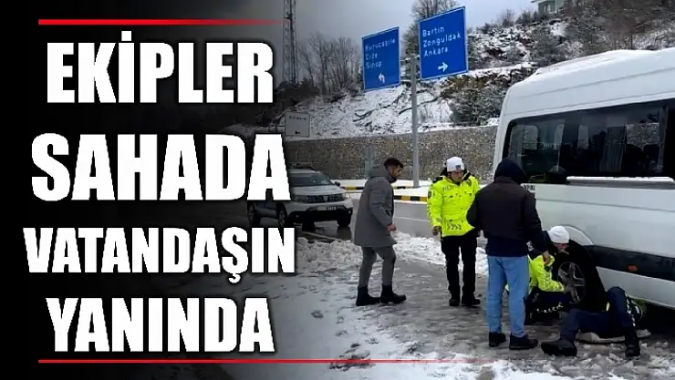Yolda kalanlara kolluk kuvvetlerinden yardım eli