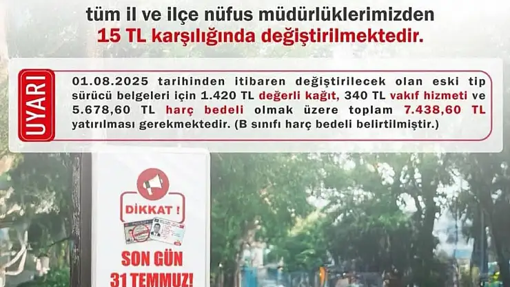 Zonguldak Valiliği uyardı eski sürücü belgeleri 31 Temmuz'da geçerliliğini yitirecek