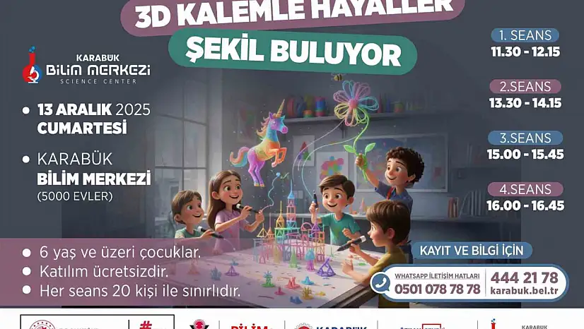 Karabük Bilim Merkezi çocuklara yönelik