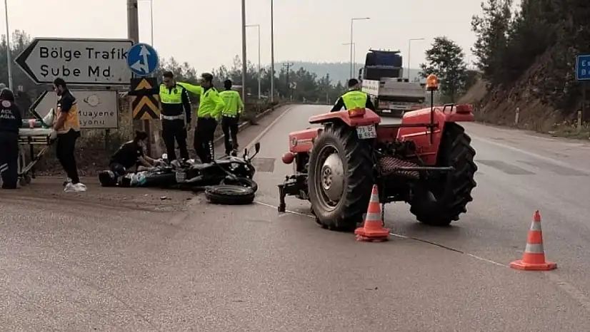Motosiklet ile traktör çarpıştı: 2 yaralı