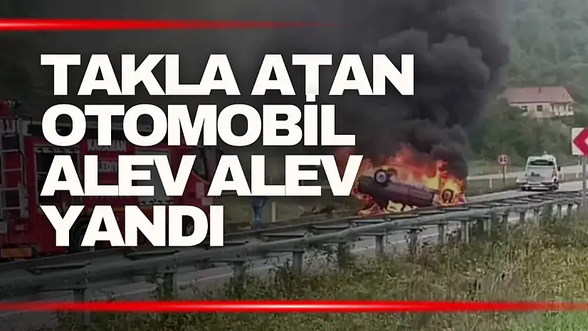 Zonguldak'ta takla atan otomobil alevlere teslim oldu: 1 yaralı