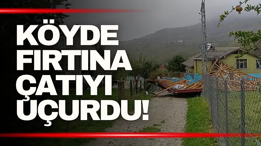 Fırtına Dehşeti! Uçan Çatı Telleri Koparıp Yola Savruldu