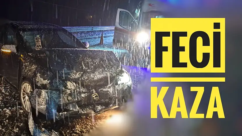 Karlı yolda feci kaza