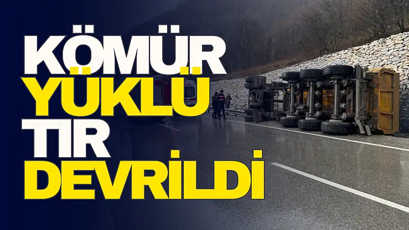 Kömür yüklü tır devrildi