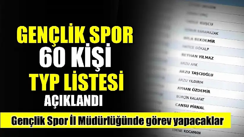 TYP kapsamında çalışacak 60 kişi belli oldu