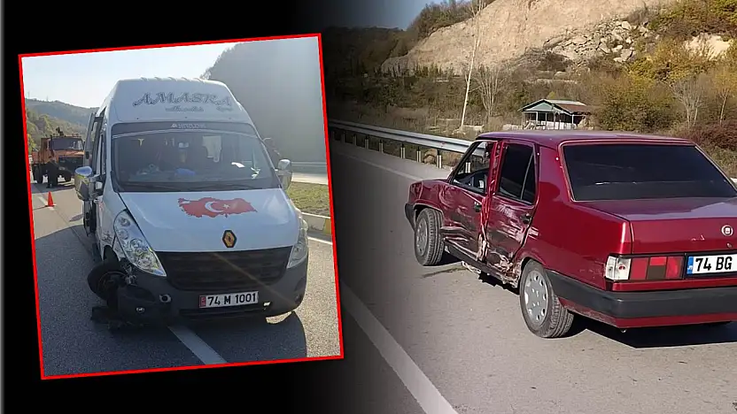 Yolcu minibüsü otomobille çarpıştı