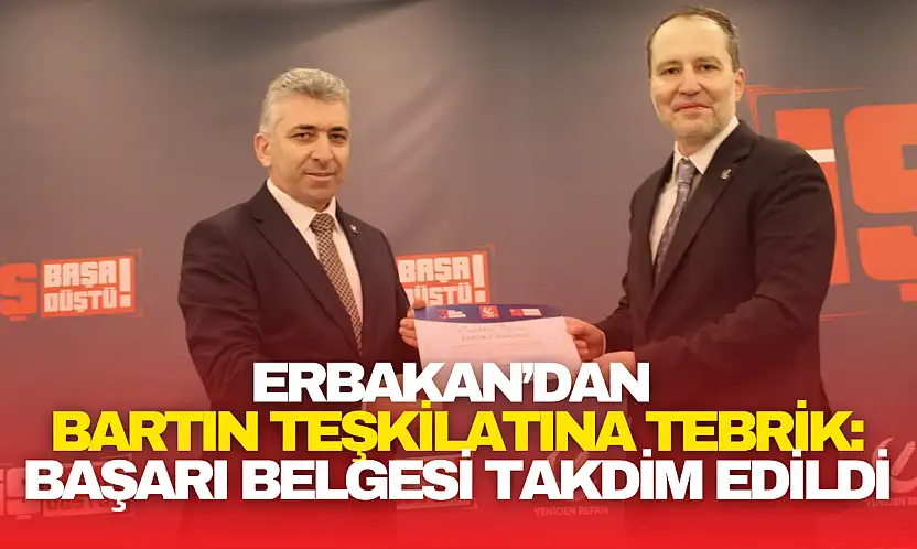 Erbakan'dan Bartın Teşkilatına Tebrik