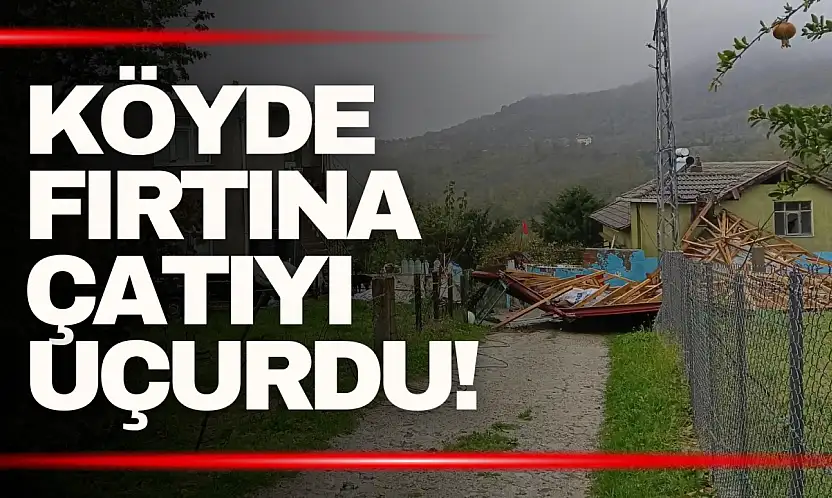 Fırtına Dehşeti! Uçan Çatı Telleri Koparıp Yola Savruldu