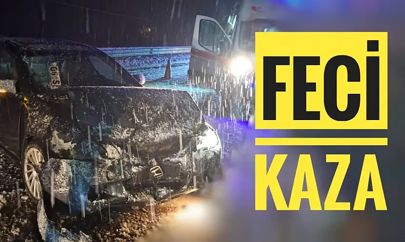 Karlı yolda feci kaza