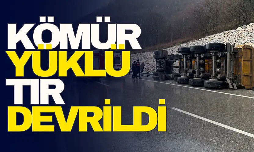 Kömür yüklü tır devrildi