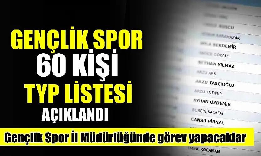 TYP kapsamında çalışacak 60 kişi belli oldu