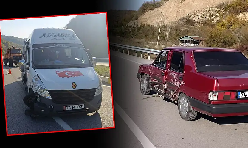 Yolcu minibüsü otomobille çarpıştı