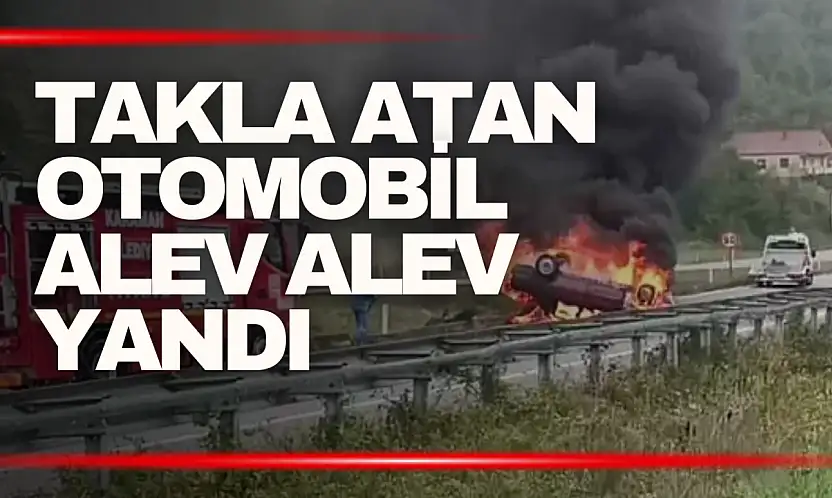 Zonguldak'ta takla atan otomobil alevlere teslim oldu: 1 yaralı