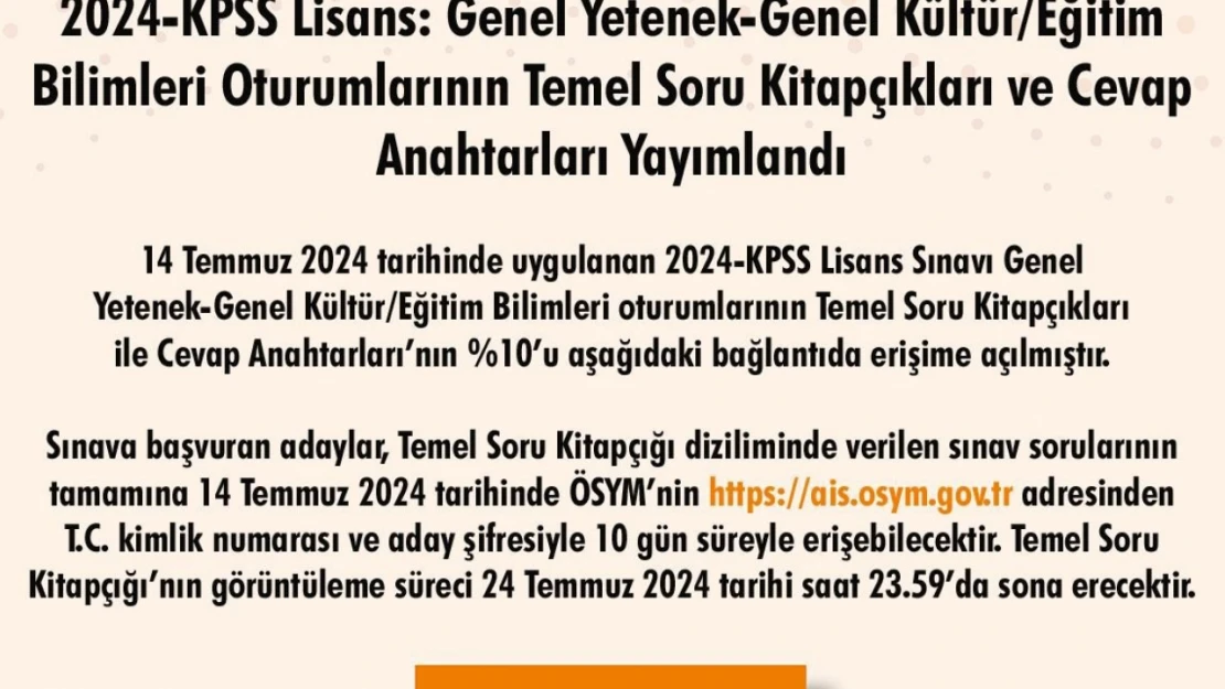 2024 KPSS soru ve cevap anahtarı yayımlandı