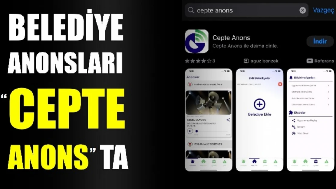 Belediye anonsları artık cep telefonlarında