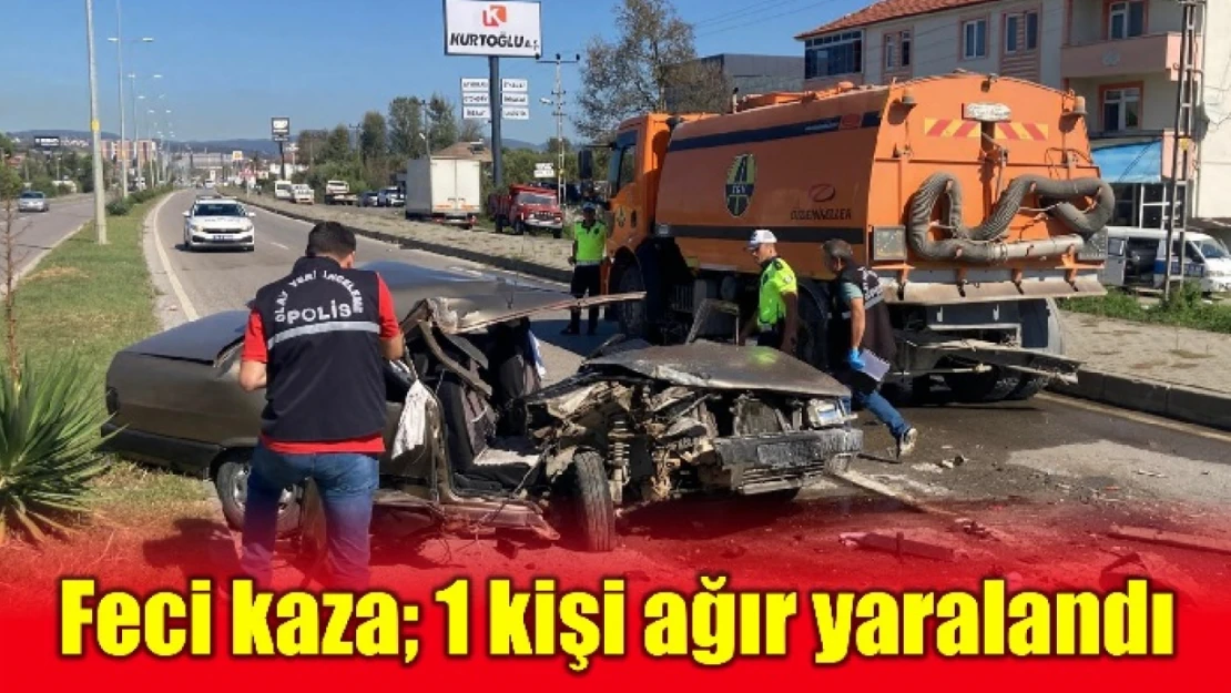 Karayollarının temizlik aracına çarptı