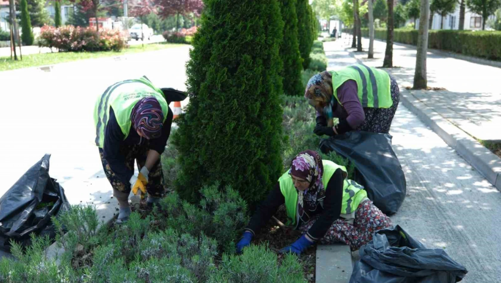 Park ve bahçelere kadın eli değdi