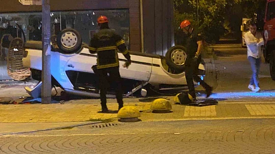 Alkollü sürücü karşı şeride geçerek takla attı: 2 yaralı