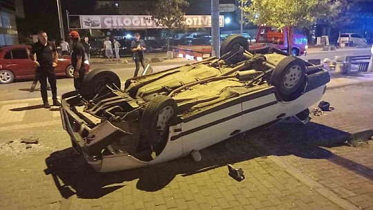 Alkollü sürücü karşı şeride geçerek takla attı: 2 yaralı